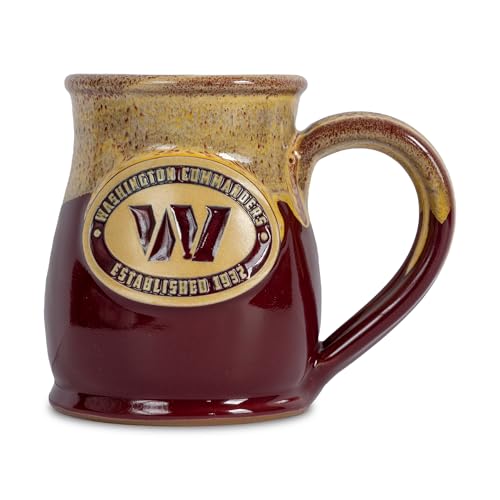 Greater Distance NFL Football Washington Commanders 14 oz Two-Tone Tall Belly Mug, Handmade Large Ceramic Coffee Mug With Team Logo for True Fans, Premium Deneen Pottery Made in USA