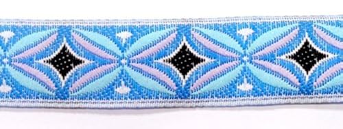 10 m Orlo Indiano Retro Webband 16 mm larghezza, colore: luce blu turchese bianco rosa nero, di 1A merce corta TH15 – 81 – 4