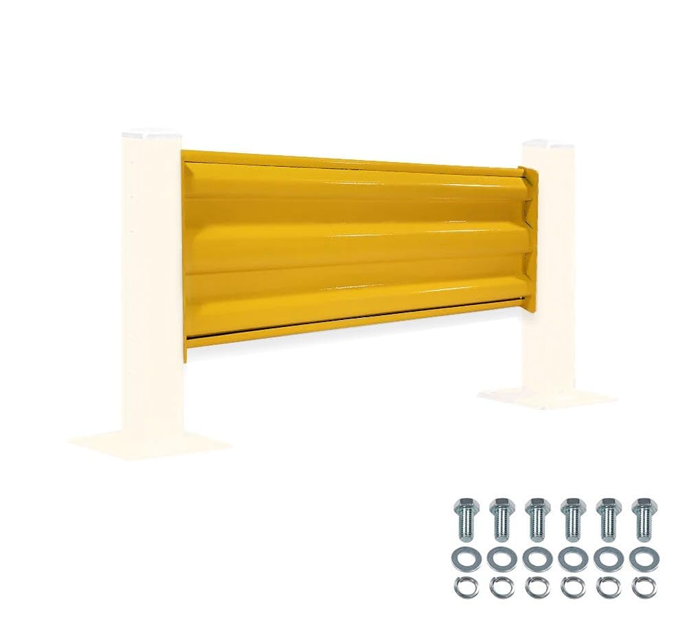 Mytee Products 4' x 15" Bolt-On Steel 3-Rib Guard Rails for Warehouse Aisle, Corners, and Equipment Protection 12,000 lbs - Yellow