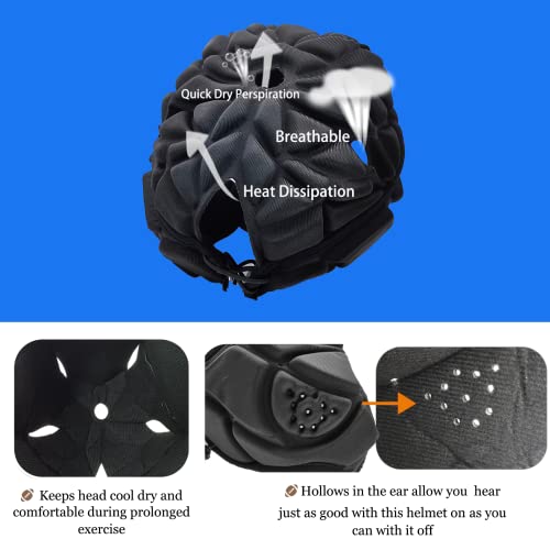Vayeah Soft Shell Football Helmet Scrum Cap 7V7 Rugby Helmet Foam Cotton Protective Soft Padded Headgear Helmet Flag Football Helmet Youth Adult #TOP2