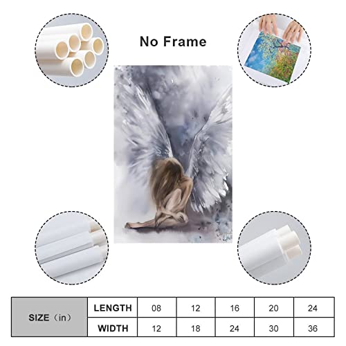 Tomart Aesthetic Poster Female Angel Watercolor Art Poster Angel Guardian Canvas Painting Wall Art Poster For Bedroom Living Room Decor 12X18Inch(30X45Cm) Unframe-Style-1 #TOP1