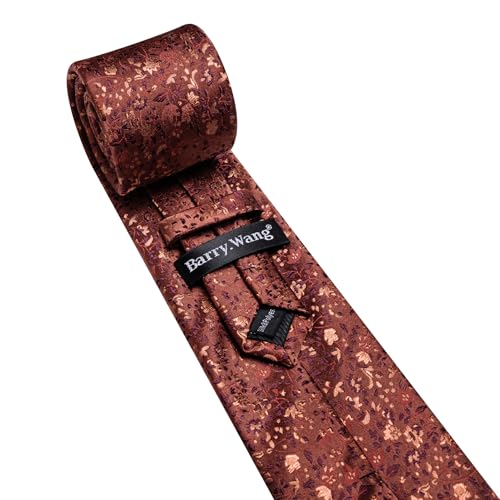 Image of Barry.Wang Flower Ties for Men Handkerchief Cufflinks Set Wedding Necktie Set Party