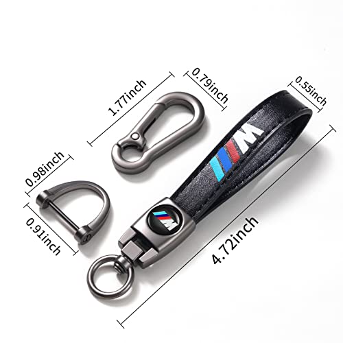 Image of Genuine Leather Car Keychain Compatible with BMW M Key Ring Accessories Key Chain Family Present for Man and Woman Black