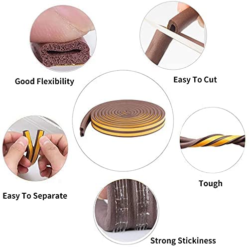 Image of Self-Adhesive Door and Window Seal Strip || Soundproof Door Bottom Sealing Strips for Noise Gap Blocker || Waterproof, DustProof, NoiseProof, Bug, Draft Protector Rubber Strip (Brown)