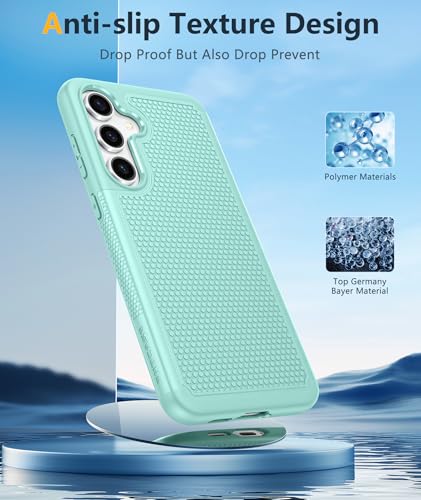 Image of FNTCASE for Samsung Galaxy S24-FE Case: Dual Layer Protective Heavy Duty Cell Phone Cover | Shockproof Rugged with Non-Slip Textured | Military Grade Drop Protection Bumper Tough (Mint Green)