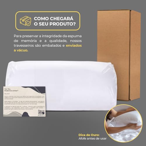 Decolab Travesseiro Cervical Nasa C/Capa Aveludada Lavável Espessura 12cm (Branco, 2 Peças)