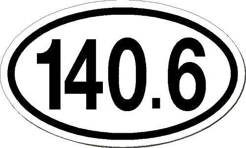 140.6, Triathlon, Run car Bumper Window Sticker 3" x 5", Euro Oval - Runner, Running, Race, Marathon, Vinyl Sticker Decal
