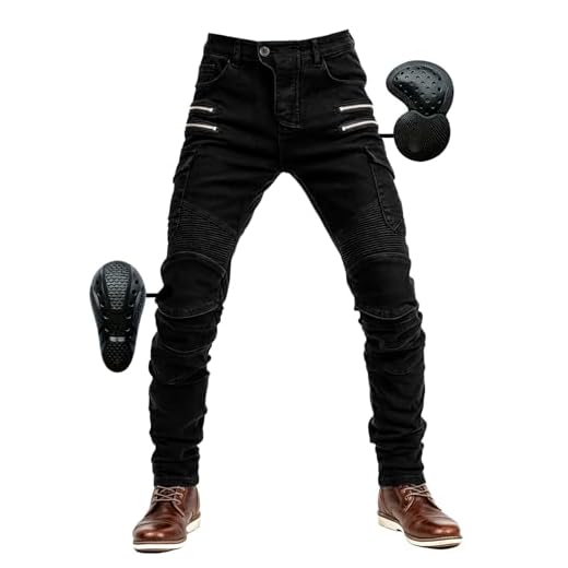 SHUOJIA Uomo Moto Pantaloni Jeans con Protezione Motorcycle Biker Pant 4 X Attrezzature di Protezione (Black,M)