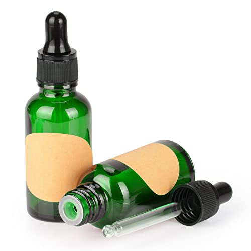 stonylab 2-Pack Glass Dropper Bottle, Empty Bottle with Glass Dropper and Inner Plug (30 ml, Green)