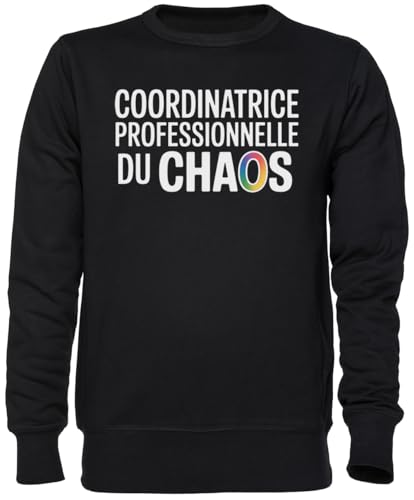 Sweat-Shirt Noir Jersey Unisexe Jumper Coordinatrice du Chaos