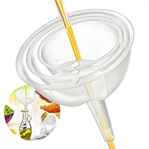 ZENQA 3 Pieces Clear Plastic Funnel Set | For Filling Bottles or Containers Oil Kitchen Cooking Powder | BPA Free Food Grade Wide Mouth | Arts & Crafts Science Small Medium Large Cover