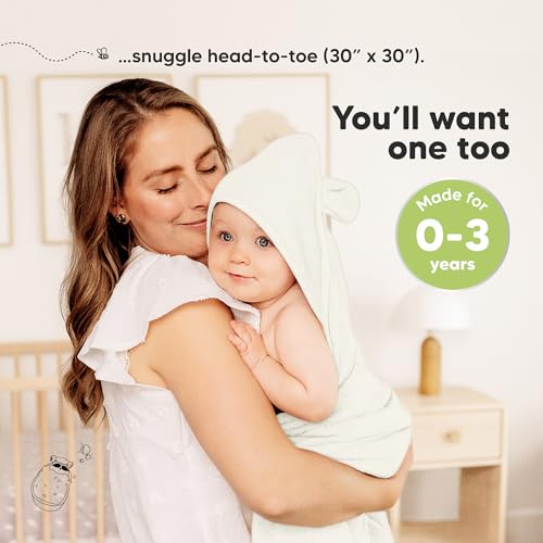 Image of KeaBabies 2-Pack Hooded Baby Towels for Newborn - 30x30 Soft & Absorbent Viscose from Bamboo Baby Bath Towels with Hood for Infant, Toddler,Kids,Boys Girls,Newborn Bath Essentials (Graphite, Petite)