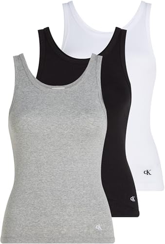 Calvin Klein SCOOP NECK COTTON TANK 3PK Kadın T-shirt, Çok Renkli, XS - Görsel 1