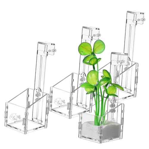 Luxshiny 4個 アクリル水槽用水草種植カップ 耐久性水生植物ホルダー 簡単立 アクアリウム装飾向け多機能プランター