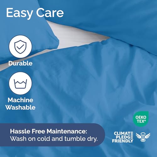 Image of Duvet Cover Full Size - Soft 3 Piece Set with Zipper Closure - Denim Blue | Extra Soft Full Duvet Cover 80 inch x 90 inch with 2 Pillow Shams, Hotel Luxury w / Zipper Closures & Ties, Comfy & Breathable, Comfy
