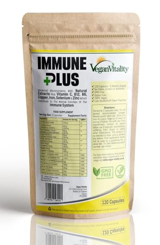 Immune Plus 120 Capsule Integratore per Difese Immunitarie con 14 Vitamine ed Estratti Naturali tra cui Vitamina C, Zinco, Curcuma, Selenio, Zenzero, Mirtillo Rosso, Sambuco, Aglio, Vitamina B12, B6