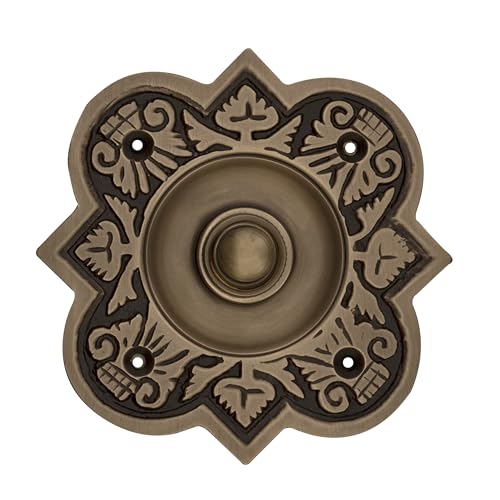 STALLION HARDWARE Antique Brass Bell Push Button - Vintage Doorbell Switch for Classic Entryways, Easy DIY Installation, Durable Solid Brass Design for Timeless Charm - Perfect for Heritage Homes