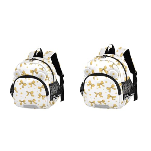 Wusikd Kids Backpack Yellow Bows Dots Toddler Bags Schoolbag for Girls Boys Kindergarten Student M2