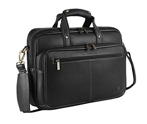 Image of WildHorn Classic Leather 15 inch Laptop Messenger Bag for Men I Office Bags I Travel Bags I Carry Handles with Adjustable Strap I DIMENSION: L- 15.5 inch H-11.5 inch W- 3.5 inch