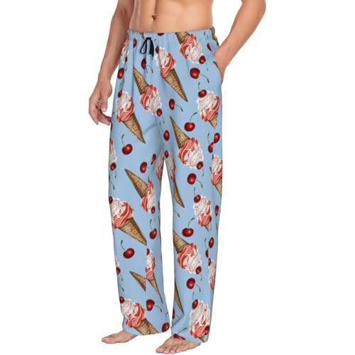 Ice Cream and Cherries Pattern Men's Pajama Pants Sleepwear Bottom Long Sleeve Sleep & Lounge Pants With Pocket2