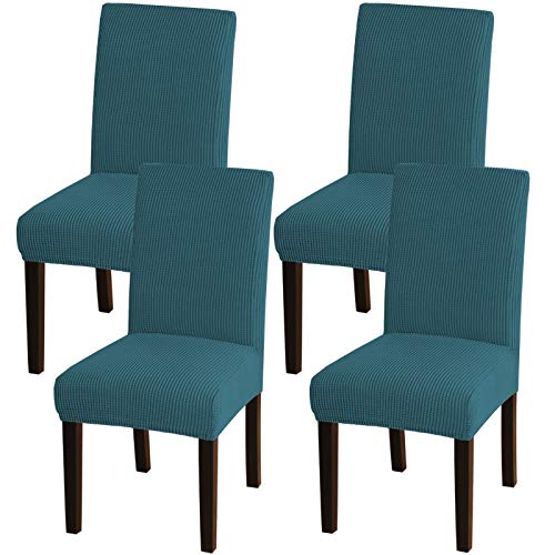 Turquoize Dining Room Chair Covers Set of 4 Teal Dining Chair Slipcovers Stretch Kitchen Chair Covers, Removable Washable Parsons Chair Seat Covers for Home, Hotel, Banquet (4, Deep Teal)
