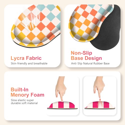 NXZGO Large Gaming Mouse Pad Set, 4 in 1 Ergonomics Keyboard Desk Mat with Memory Foam Wrist Rest, Computer PC Extended Game Mousepad, Non-Slip Desk Matt Easy Typing Pain Relief I Colorful Checkered - Thumbnail 6