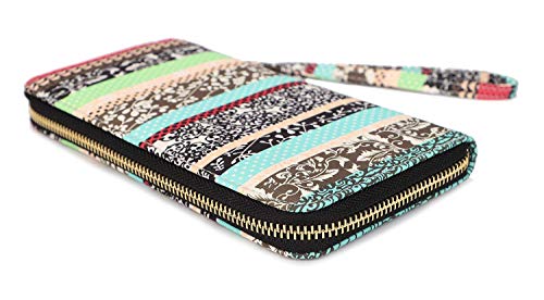 Loveshe Women's Wallet Rfid Blocking Bohemian Style Credit Card Zip Around Phone Clutch Large Travel Purse Wristlet Clutch Wallet Zipper Wallet For Women(16Tt19) #TOP4