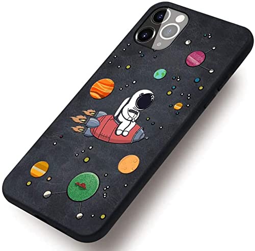 Coque iPhone 12 Pro Max en cuir chic relief cosmonaute