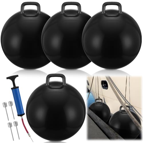 Sonwyoung 4 Pcs 24'' Inflatable Boat Bumper for Docking Big Bumper Inflatable Round Ball Large Boat Buoys Bumpers for Marine Fishing Pontoon Yachts Tie up Raft