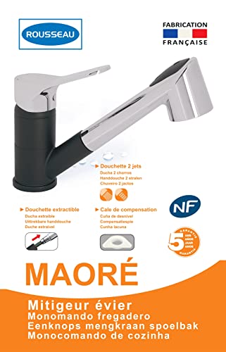 Edouard Rousseau Maore NF Sink Mixer Tap Chrome Finish Black - Image 2