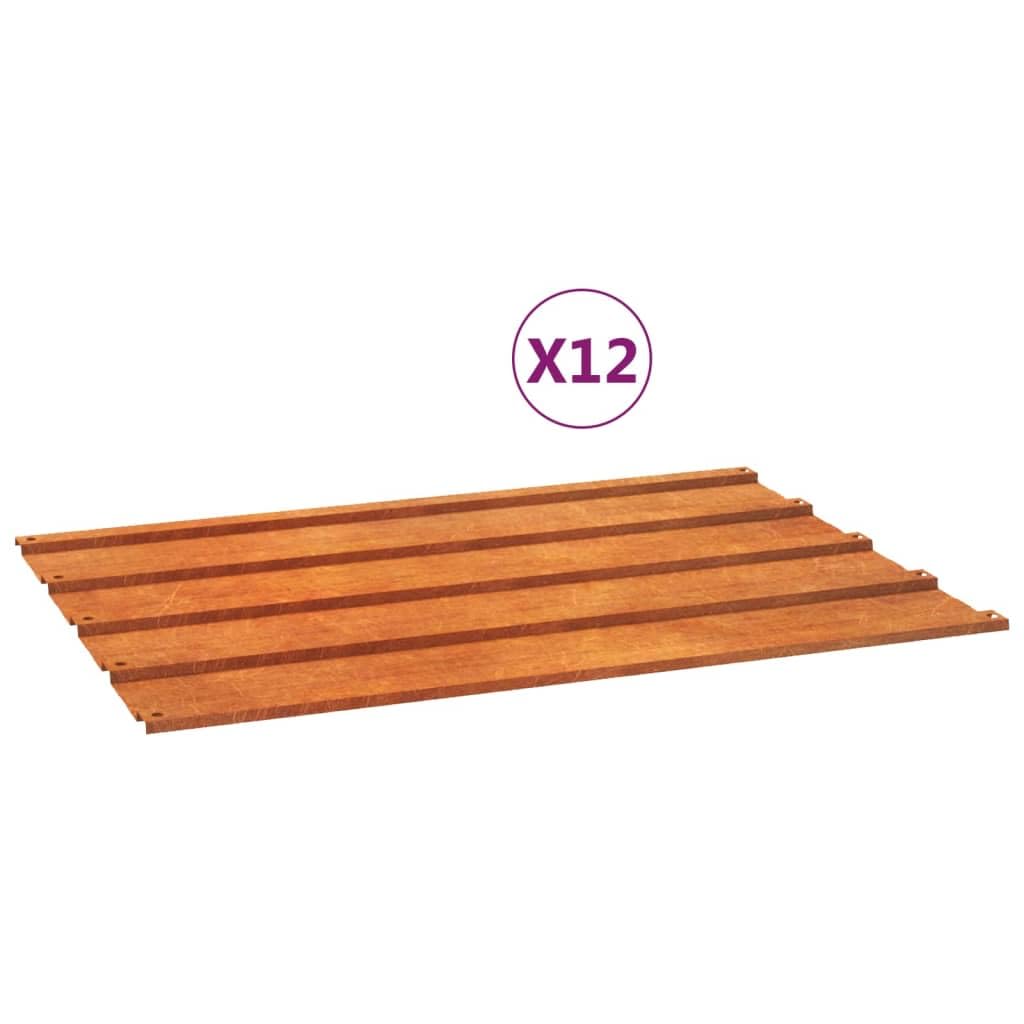 Genérico Paneles de tejado 12 uds Acero corten Oxidado 60x44 cm,Bricolaje,Materiales de construcción,Techo,Tejas y baldosas para techo-151970