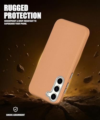 Image of WOW IMAGINE Back Cover for Samsung Galaxy S23 5G | Shockproof Tough Leather Texture Hard Mobile Case | Ultra Slim Non-Slip Grip | Inner Velvet Fabric | Metal Camera Ring - Tan Brown