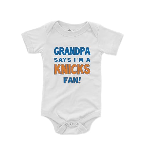 NanyCrafts Baby's Grandpa Says I'm a Knicks Fan Bodysuit 3 Months White