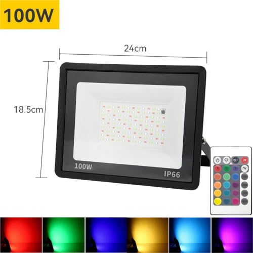 Projecteur couleur variable IP66 étanche 100W décoratif extérieur avec télécommande - 2