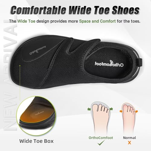 Women's Orthopedic Diabetic Wide Walking Shoes: Comfortable Arch Support Plantar Fasciitis Casual Slip On Loafers, Orthotic Adjustable Easy Top House Shoes for Swollen Feet and Heel Pain Relief2