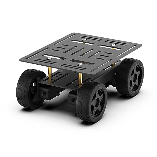 Image of LewanSoul 4WD Smart Chassis Car Kit with Aluminum Alloy Chassis, TT Motor, 66mm Wheels, Robotic Moving Platform (Black, Unassembled)