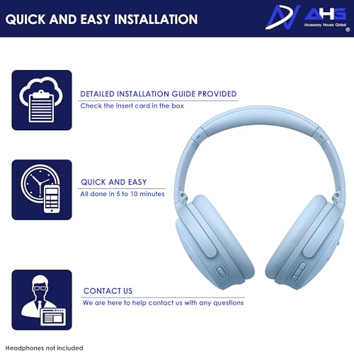 AHG QuietComfort Almohadillas de Repuesto Compatibles con Bose QuietComfort (2023), QC45 QCSE QC35 QC35 II Auriculares con Cancelación de Ruido - Azul Piedra Lunar. Extra Gruesas | Máximo Confort y Durabilidad miniatura 7