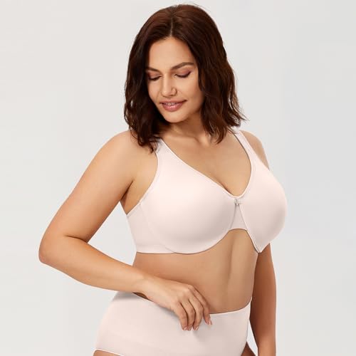Image of CALVENA Women's Full Coverage Minimizer Bra | Plus Size, Underwire Support, Seamless Smooth Cups, U-Back