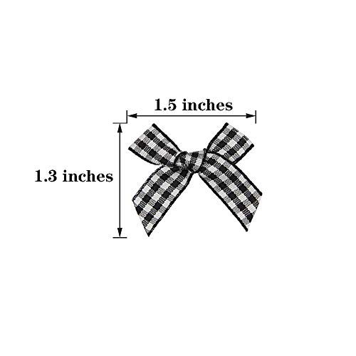 7Rainbows 50Pcs Boutique Mini Red Gingham Ribbon Bows Appliques Diy Craft For Sewing Scrapbooking Wedding And Gift #TOP2