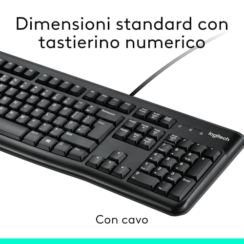 MK120 Combo Tastiera e Mouse con Filo per Windows, Mouse Ottico Cablato, Tastiera di Dimensioni Standard, USB Plug-and-Play, Compatibile con PC, Laptop, Layout Italiano QWERTY - Nero - Tastiera gaming - Immagine 3