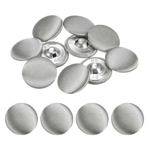 TIXIPEM Cover Button Kits 25mm/ 1 Inch [10pcs] - Fabric Button Maker Covered Metal Use for Hat Replacement & Repair Jeans & Blouse & Sewing & Crafts Making DIY Lovers - [Flame Gray]