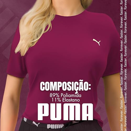 PUMA Camiseta Dry Fit UV50 Academia Blusa Curta Feminina, Magenta, M