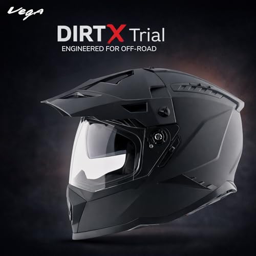 Image of Vega VF 11 Dirt-X Solid Full Face Riding Helmet with Matte Shock Absorbing Shell, Aerodynamic Design, Ventilated Interior, Comfortable Fit, Durable Riding Helmet - Dull Black -XL