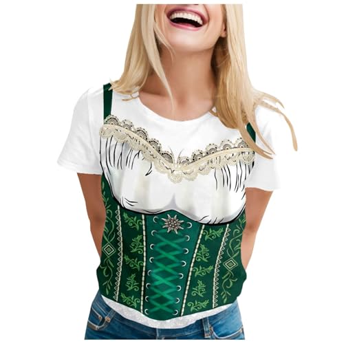 T-shirt Fête de la Bière pour femme avec motif Dirndl imprimé vert foncé taille XL