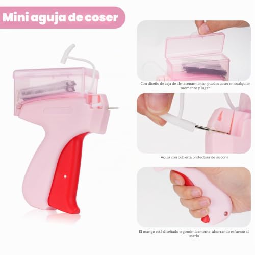 Miniatura 2 de Oumuik Dispositivo De Fijación De Ropa, Dispositivo De Fijación Rápida Para Ropa, Mini Pistola De Puntada Stitchy, Fijador Rápido De Ropa Stitchy, Pistola De Etiquetas Para Ropa Con 5 Agujas Y Caja De