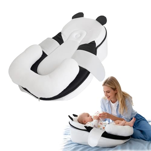 Rootling Baby Feeding Pillow, Anti Overflow Feeding Pillow for Reducing Spit-Up, Safety Nursing Pillow, Baby Lounger Reflux Wedge Breastfeeding, Removable top and Bottom (Black, Small)