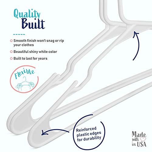 USA Made 24-Pack White Plastic Hangers - Standard-Size Clothes Hangers with Notches - Slim and Durable Hangers for Clothing and Accessories - Closet Organization Essentials for Home, Apartment, Dorm. - Thumbnail 3