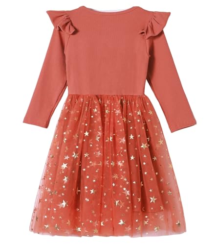 Little Girls Long Sleeves Dress Toddler Sparkle Stars Tulle Tutu Party Dresses2