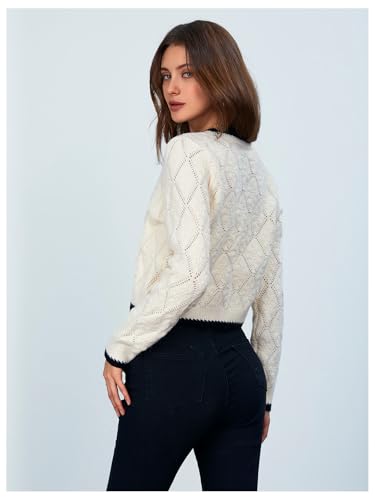 Image of MakeMeChic Women's Tie Front Cardigan Sweater V Neck Long Sleeve Crop Cardigan