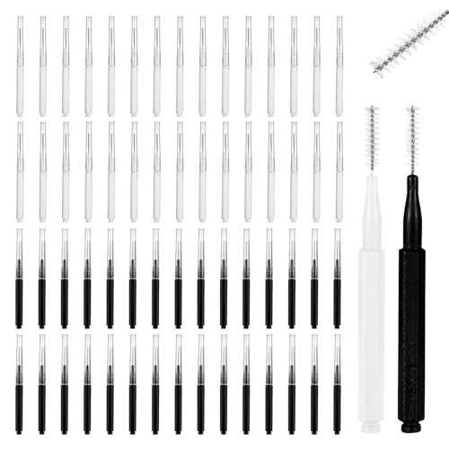 60 Pcs Brow Lamination Brush,Micro Eyebrow Brush with Cap Portable Mini Spoolies for Eyebrows,Spoolies Brushes for Eyebrows Eyelash Eyelashes Extensions Tool (Black,White)